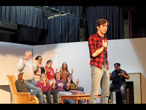 Press photos/Jake Browning Tyler Martin delivers the opening monologue in “The Plot, Like Gravy, Thickens.”