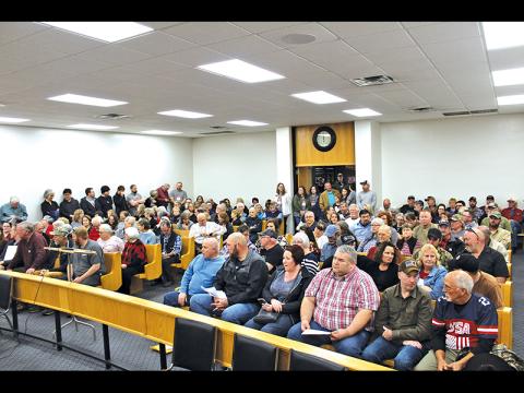 Press photo/Jake Browning Even after moving the meeting to a courtroom, the commissioners barely had enough room for everyone attending their meeting on March 10.