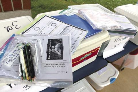 Press photo/Jake Browning - A work packet for each grade level is provided at South Macon Elementary.