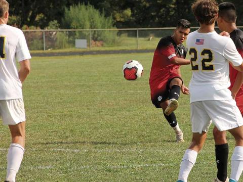 Press file photo - Juan Gomez possesses a “rocket left foot” according to Franklin soccer coach Matt Kolodzik, which will serve him well at the next level. 
