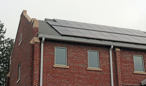 Press photo/Jake Browning - Mountain View Intermediate School’s solar power station would function similarly to an array that was installed on the roof at First United Methodist Church.
