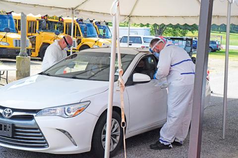 Press photo/Linda Mathias - Macon Public Health held a free drive-thru testing event at Macon Middle School.