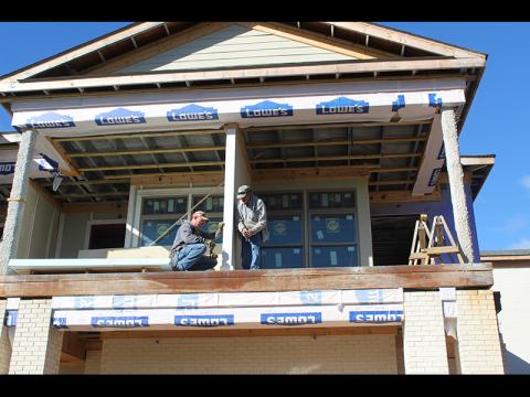 Press photo/Lee Buchanan - Work continues on Hospice House of WNC. Each of the six residence suites will have a balcony. 