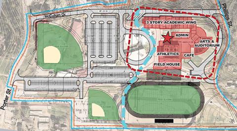 Submitted Novus Architects presented a concept drawing for improvements at the Franklin High School campus. The plan has not been approved yet.