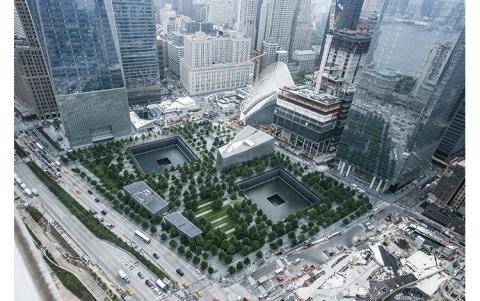 Photo/Jin Lee - An aerial view of the National 9/11 Memorial and Museum in New York City. Carlye Dougherty, a graduate of Franklin High School, lived just blocks from the World Trade Center during the terrorist attacks on Sept. 11, 2001.