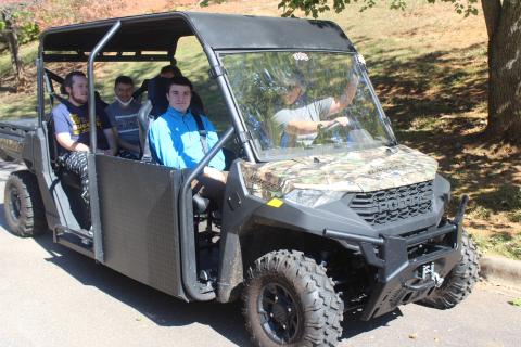 Press photo/Jake Browning - Franklin High School’s new mobility quad is a big help to students who have trouble getting around the school’s sprawling campus, particularly students in the exceptional children program.