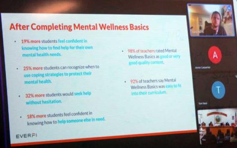 Press photo/Jake Browning - The Board of Education meeting on Nov. 15 included a discussion about a partnership with EVERFI to implement at Mental Wellness Basics program. 