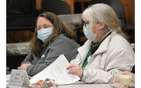 Public Health Director Kathy McGaha and Director of Nursing Jennifer Garrett discuss the current COVID situation during the Dec. 16 Board of Health meeting.