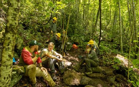 Photo submitted Youth Conservation Corps members take a break from their work on the Bartram Trail. 