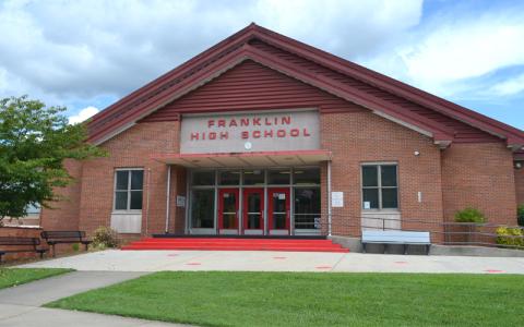 Press photo/Mia Overton The county is moving forward with a contract to begin designing a new Franklin High School. Portions of the existing campus, such as the main building, date back to the 1950s.