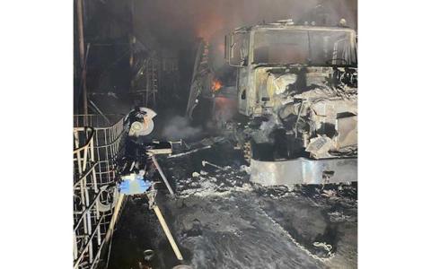 Photo submitted/Jimmy Teem - A truck parked in a building at the landfill was a total loss after it caught fire last week.