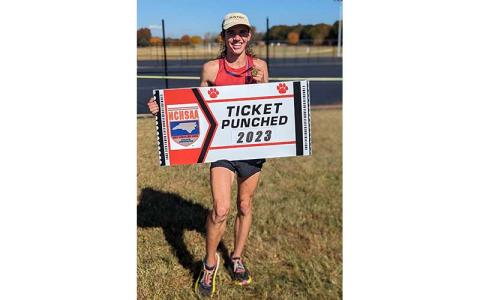 Senior Logan Russo is pictured after winning the 3A West Regional Cross Country Championship in Mortganton Oct. 28 (Photo courtesy of Melissa Ward) 