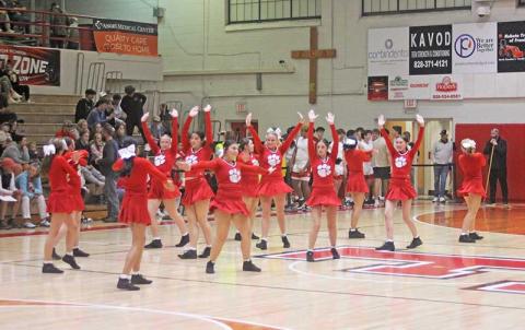 Press photo/Will Woolever - FHS cheer is pictured at Panther basketball’s home game against Rabun Dec. 5. 