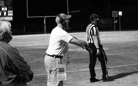 Press file photo - Brooks shouts instructions to his players against Hendersonville March 12, 2021.
