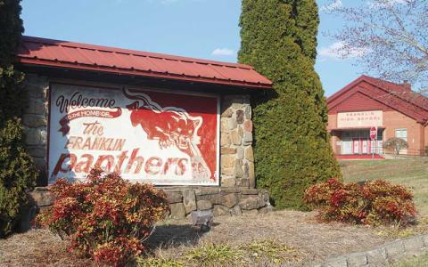 Press photo/Thomas Sherrill - The Franklin High School sign and front entrance, as seen from Porter Street.