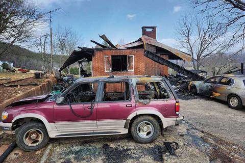 Press file photo - The scene of the Prentiss Bridge Road fire where two people died on Jan. 4.