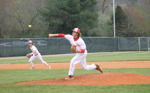 Press photo/Will Woolever - Senior ace Josiah Hursey pitches versus Smoky Mountain April 2.
