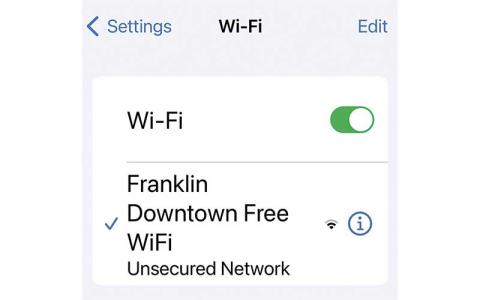 Press photo/Mia Overton - A screen shot showing the new free WiFi connection in downtown Franklin.