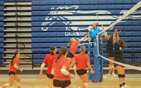  Press photo/Will Woolever - Senior outside hitter and 2023 All-Mountain Seven selection Kyrah Bowles lifts a ball over the net in a preseason scrimmage versus Hayesville July 30. 