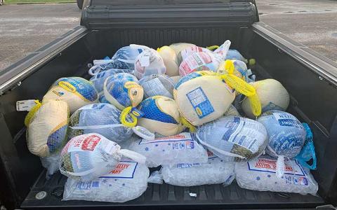 Press photo/Will Woolever - Donated turkeys sit on a bed of ice ahead of delivery to the foodbank.