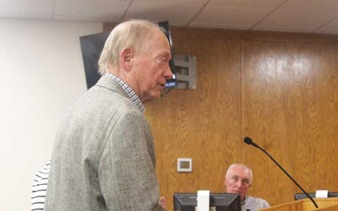 Press photo/Thomas Sherrill - Board of Health Chair Dr. Jerry Hermanson presents a request for an animal shelter attendant.