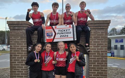 Photo submitted.  Franklin’s 4x400-meter relay teams are pictured at West Henderson Dec. 19. 