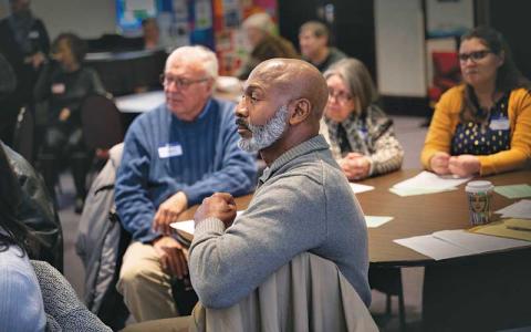 Photo/Bob Scott - Participants listen during the Martin Luther King Jr. program held Jan. 19 at First United Methodist Church in Franklin.