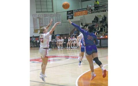 Senior guard McKenna Plemmons attempts a 3-point shot versus West Henderson Jan. 14. (Press photo/Will Woolever)