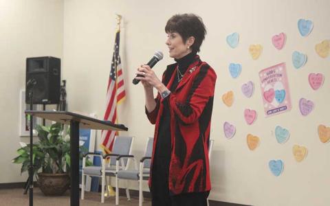 Press photo/Thomas Sherrill - N.C. Department of Information Technology Secretary and State Chief Information Officer Teena Piccione at the March 14 broadband town hall at Holly Springs Baptist Church.