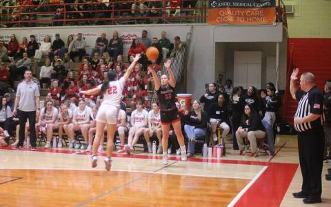 (Press photo/Will Woolever) McKenna Plemmons attempts a 3-point shot versus Pisgah in the Mountain Seven Conference Final Feb. 20. 