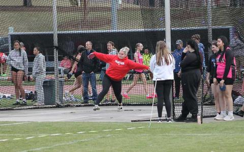 Press photo/Will Woolever - Senior Charley Seagle competes in the discus at Western Carolina University March 7. 