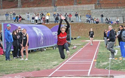 Sophomore Kamden Reis competes in the long jump at Western Carolina University March 7. (Press file photo)