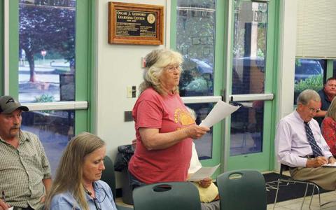 Press photo/Shelby Powell - Bus Driver Connie Dills requests additional support for Macon County Schools bus drivers, including increased pay and updated benefits.