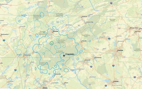 Map/USGS - A map showing the area of the earthquake felt in Macon County on May 10, 2025.