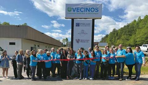 Press photo/Christian Ray - Vecinos staff and board members gathered ono May 6 for a ribbon cutting at the new Community Health Hub on the Highway 441 Bypass in Franklin.