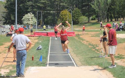 Press photo/Will Woolever - Senior Aubrey Haley competes in the long jump at Franklin’s first home meet since 2019 at Macon Middle School April 19. 
