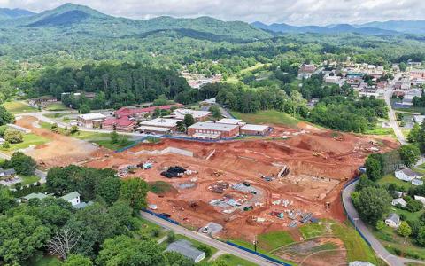 Photo/Eric Haggart - An aerial view of the ongoing construction at the Franklin High School stadium. 