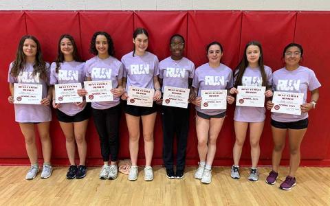 First period BFS award winners (from left): Addie Deal, Sabrina Pooler, Juliona Garber, Ryleigh McConnell, Victoria Dugas, Brianna Quinn, Leeona Stiwinter, Jeydy Lobos. Not pictured: Jordan Westerman, Gabriela Roca.