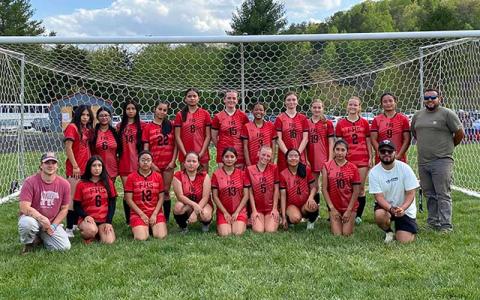 Photo courtesy of Juan Morales - Panther JV women’s soccer is pictured on their home field after a 3-0 win over rival West Henderson April 16. 