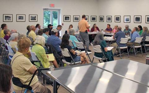 Press photo/Shelby Powell - The FRL Board of Trustees hears a report from Finance Officer Lynn Cody. 