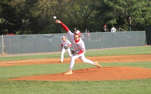 Sophomore Will Rauers pitches to West Henderson April 11. (Press file photo)