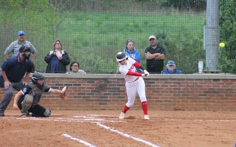 Press file Photo - Senior Jozy Dehart knocks a second-inning single in Franklin’s Senior Night game versus Smoky Mountain April 24. 
