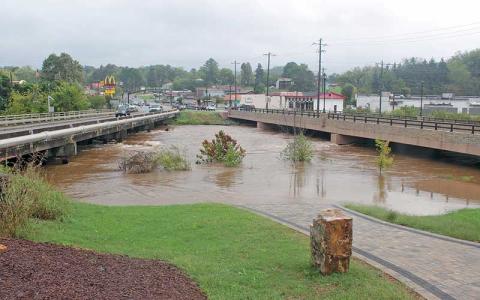 Press file photo - The Little Tennessee River as seen on the morning of Friday, Sept. 27, 2024, after Helene brought heavy rain to Macon County.