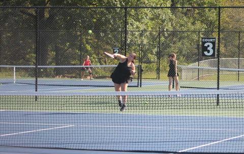Press photo/Will Woolever - Junior Olivia Rinker serves to Pisgah Sept. 17.