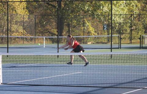 Press photo/Will Woolever - Junior Olivia Rinker chases after a ball in Franklin’s first-round state playoff match versus East Rowan Oct. 13. 