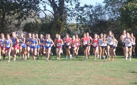 Press file photo - Panther women’s cross country leaves the starting line at the Mountain Eight Conference Championship meet Oct. 14.