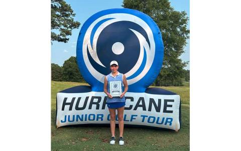 Photo submitted - Highlands School seventh grader Brynn Mason shows off her tournament champion plaque at a Hurricane Junior Golf Tour event last year. 