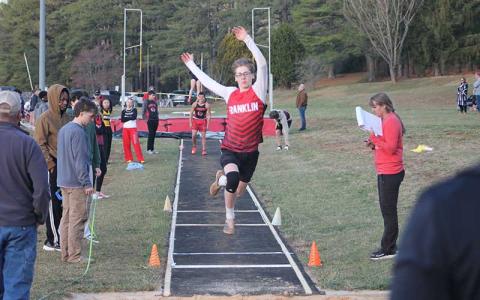 Sophomore Drew Hodges competes in the long jump at Macon Middle School last December. (Press file photo)