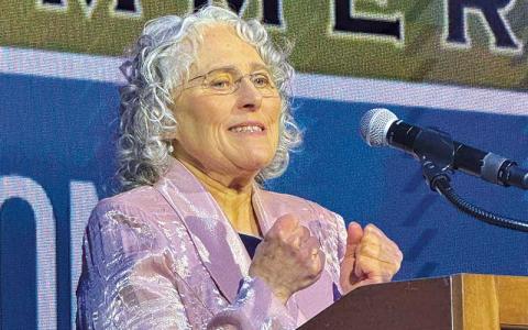 Press photo/Rachel Hoskins - Citizen of the Year Dr. Jennifer Brown speaks at the Chamber of Commerce banquet on Feb. 3.