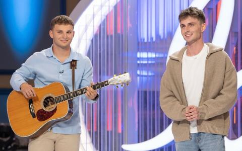  Photo submitted. Braden Rumfelt (left) and his fraternal twin brother Kellen perform “Girl Crush” on Braden’s initial audition performance on American Idol. Rumfelt has been a contestant on the 24th season of the popular talent program. Having made the top 20, he is entering the live voting portion of the season. The show airs at 8 p.m. Mondays on ABC.